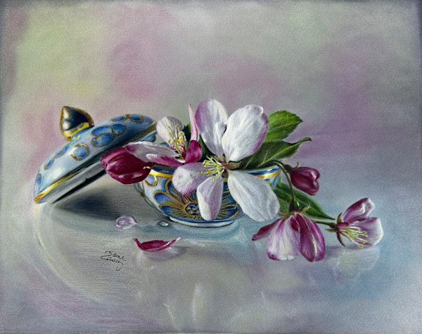 Japanese Crabapple Blossoms & Kutani Bowl by Jane Casey, Image 1.