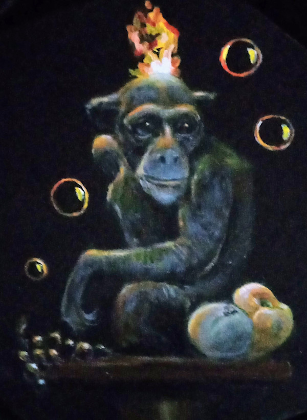 Burning bonobo by Rick Cade