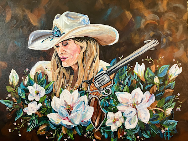 Steel Magnolia Cowgirl - Print on Canvas by Heather Burris