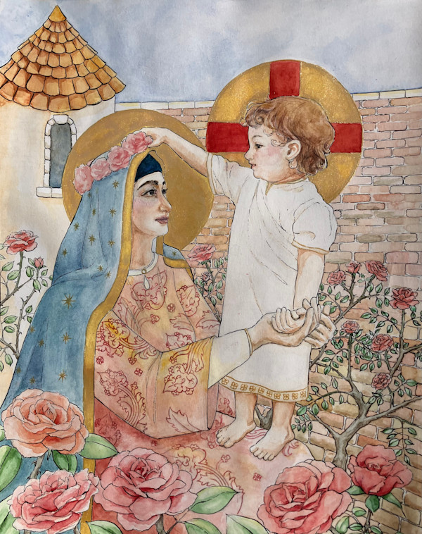 Rose Garden Madonna and Child by Harmony Dybala