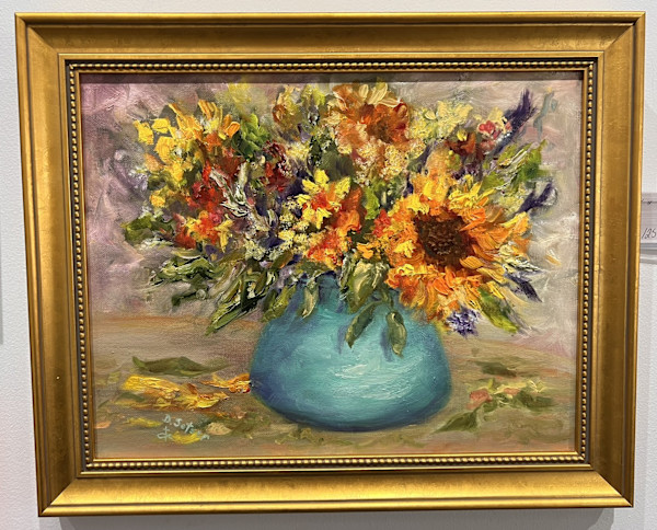 Blossoms In Turquoise Vase by Deborah Setser