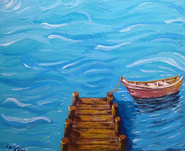 Lake boat and dock by Lee Kerr