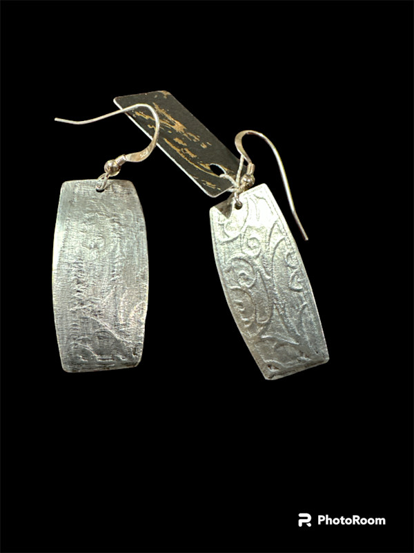 Silver Rectangle Earrings by Barbara Miller