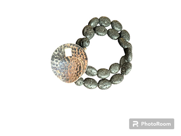 Silver and Lava Bead Bracelet by Barbara Miller