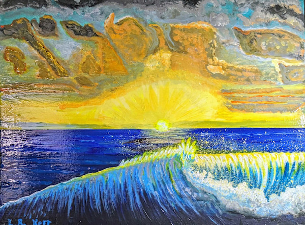 Breaking wave at sunrise by Lee Kerr