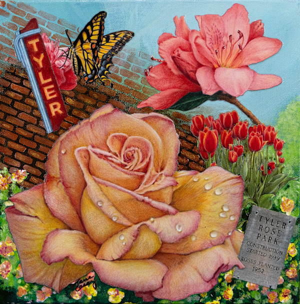 Tyler Roses Blooms on panel by Jane Casey