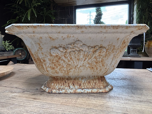 White Iron Trough Footed with Handles