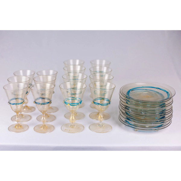 Vintage Italian Glass 14 Goblets