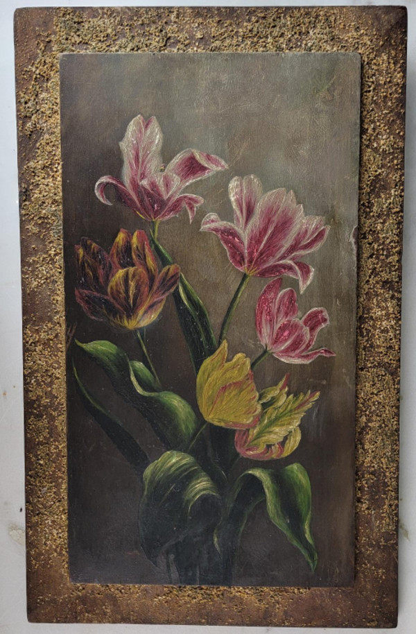 Wood Cabinet Door Floral Painting
