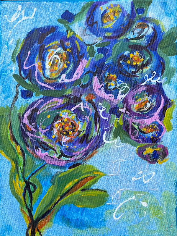 Abstraction of Blue Flowers by Pamela Roberts