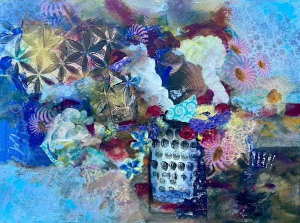 Collage Bloom: An Abstract Vase of Flowers by Pamela Roberts, Image 2.