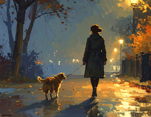 Dog Walking at Night by Joseph Perryman