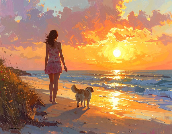 Dog Walking at Sunrise by Joseph Perryman, Image 1.