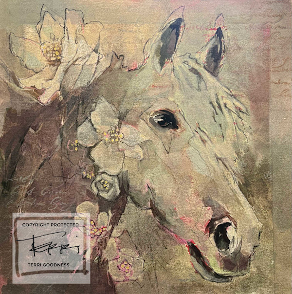 Horse with White Hellebore by Terri Goodness