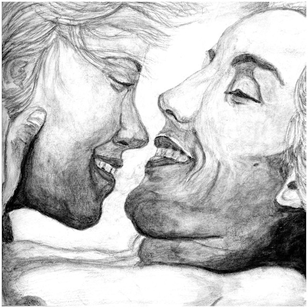 Raise Me Up (From "31 Kisses" series) watercolor pencil version, $200.  Buyer pays shipping.  Prints available, contact artist. by Stephen Mead