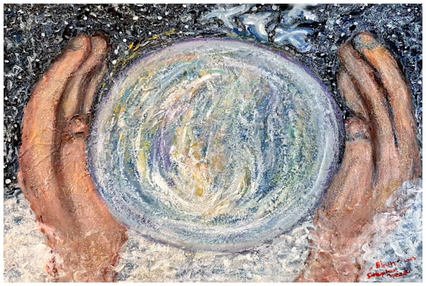 Birth (From "Our Book of Common Faith", series) mixed media, $300.  Buyer pays shipping.  Prints available, contact artist. by Stephen Mead