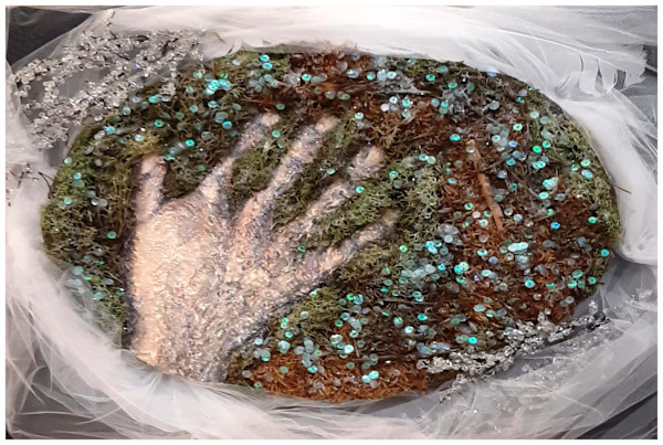 Earth Holding (From "Our Book of Common Faith", series) mixed media, $300.  Buyer pays shipping.  Prints available, contact artist. by Stephen Mead