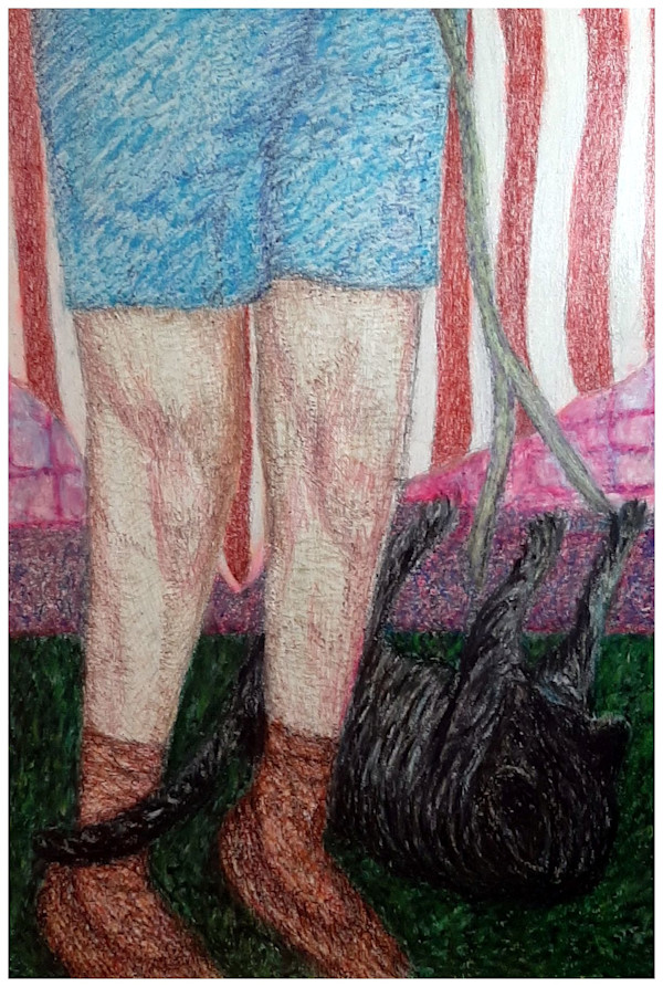 Remembering Cat & Mom One Flag Day (From "Our Book of Common Faith", series) mixed media, $450.  Buyer pays shipping.  Prints available, contact artist. by Stephen Mead