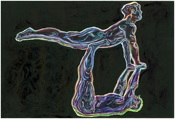 Painted Yoga 13 (From "According to the Order of Nature", series) mixed media, $200.  Buyer pays shipping.  Prints available, contact artist. by Stephen Mead