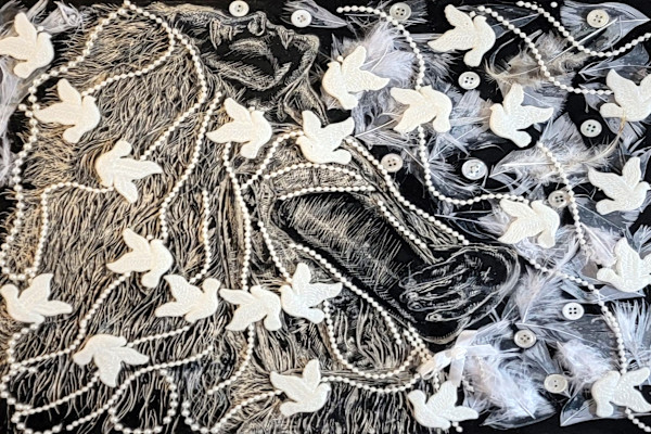 The Song of Nicolette, scratchboard, mixed media, $200.  Buyer pays shipping by Stephen Mead, Image 1.