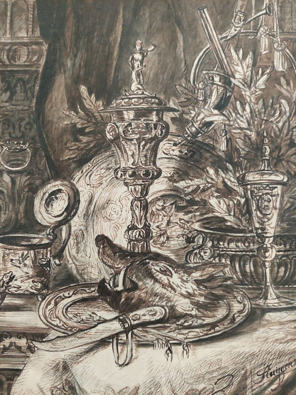 Game Still Life study by Francois-Joseph Huygens (1829-1908)
