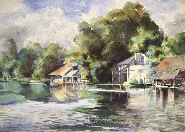 Boat Houses by Henri Laffillee (1859-1947)