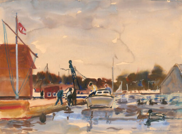 Boats at Wroxham Broad by Jean Dryden Alexander