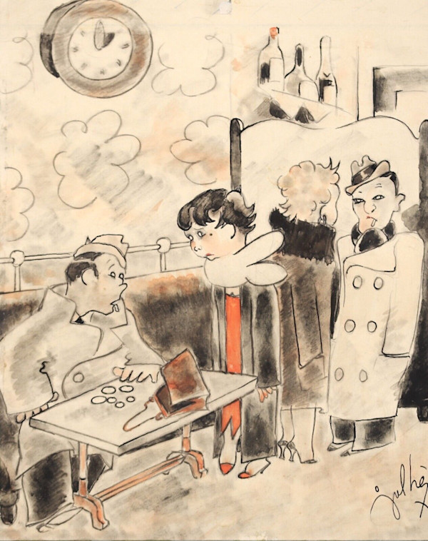 In a Cafe by Maurice Julhes (1896-1986)