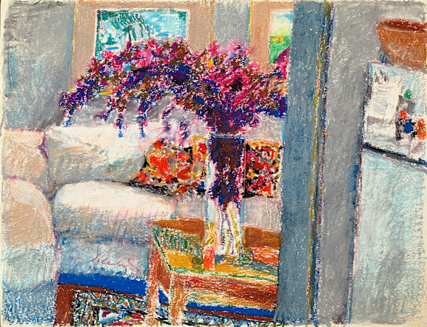 1985 "Living Room" Still Life Drawing Acclaimed Illustrator Bill Shields by Bill Shields