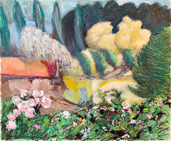1987 "France" Abstract Landscape Drawing Acclaimed Illustrator Bill Shields by Bill Shields