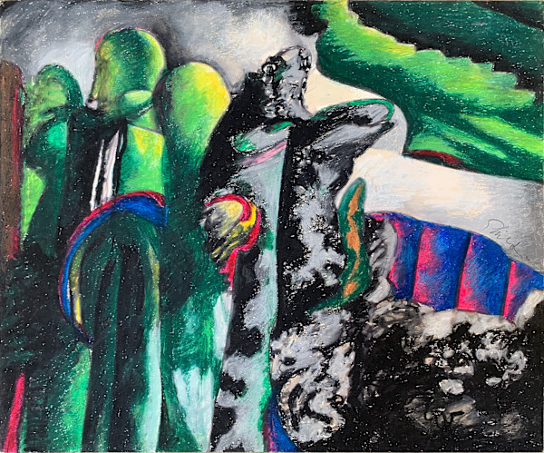 1989 "Rats" Pastel Abstract Drawing Acclaimed Illustrator Bill Shields by Bill Shields