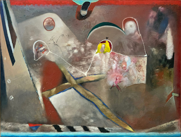1987 "Interspace" Abstract Painting on Canvas William Shields Acclaimed Illustrator by Bill Shields