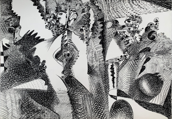 1991 "Study I" Abstract Drawing Acclaimed Illustrator Bill Shields by Bill Shields
