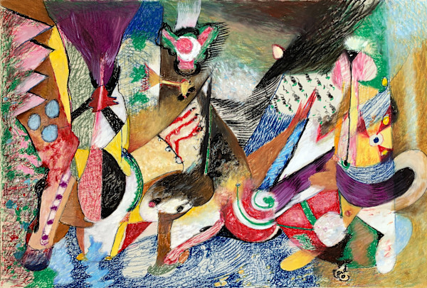 1990 "Just Because" Abstract Painting Acclaimed Illustrator Bill Shields by Bill Shields