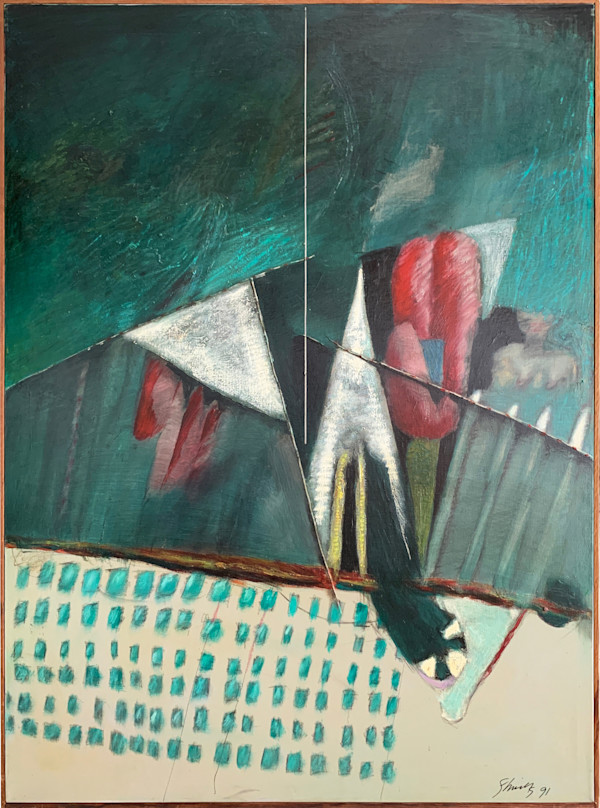 1991 "Windows A Go-Go" Abstract Painting on Canvas William Shields Acclaimed Illustrator by Bill Shields