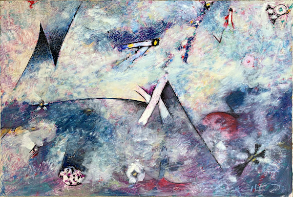 1989 "Remembering When" Abstract Painting Acclaimed Illustrator Bill Shields by Bill Shields