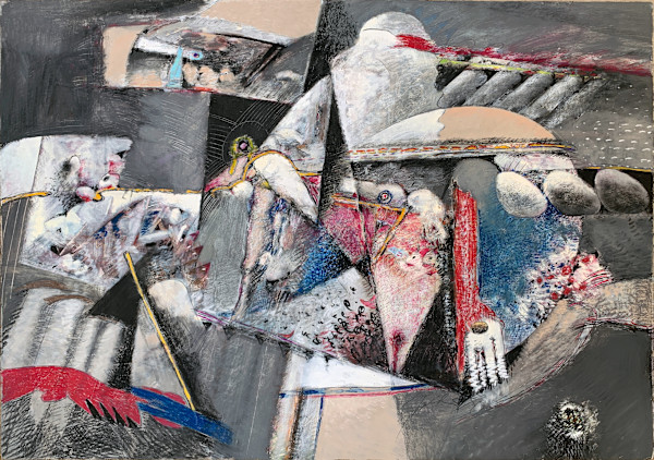 1991 "Fly By" Abstract Painting Acclaimed Illustrator Bill Shields by Bill Shields