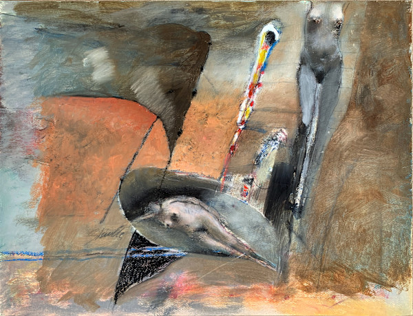 1990 "Dreaming of Her" Abstract Painting Acclaimed Illustrator Bill Shields by Bill Shields