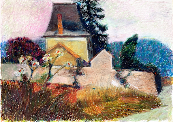 1987 "The House on the Hill" Landscape Painting Acclaimed Illustrator Bill Shields by Bill Shields