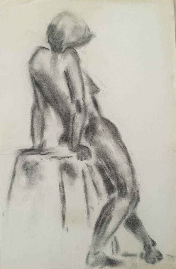 Woman Leaning on Stool by Frank J Bette