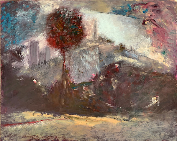 1989 "Central Park" Abstract Landscape Painting Acclaimed Illustrator Bill Shields by Bill Shields