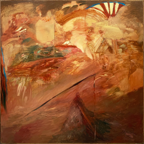 1991 "Lovers Sunset" Abstract Painting on Canvas William Shields Acclaimed Illustrator by Bill Shields