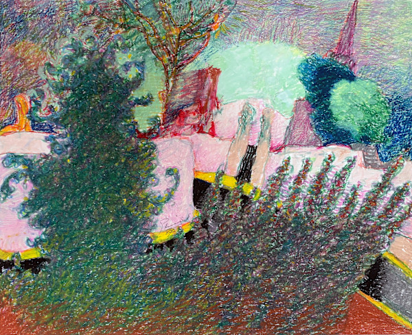 1987 "Ligneil" Impressionist Landscape Drawing Acclaimed Illustrator Bill Shields by Bill Shields