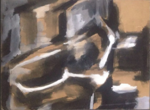 Mid Century Gouache Abstract Gee by Gee