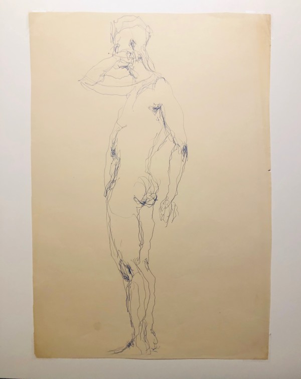 Contour Drawing Male Nude in Ink by Frank J Bette