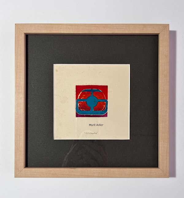 1960s "Crusade" Purple, Teal, Red Collagraph by Myril Adler