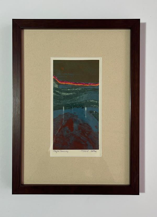 1960s "Magic Journey" Teal, Pink, Yellow Collage Intaglio Etching NY Artist Myril Adler by Myril Adler