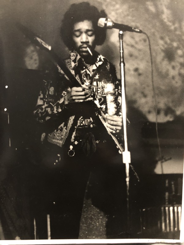 Jimi Hendrix Smoking and Playing by Grant Jacobs