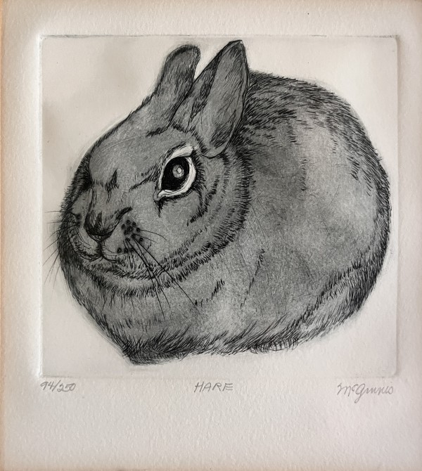 1970s "Hare" Dry Point Etching by McGinnis