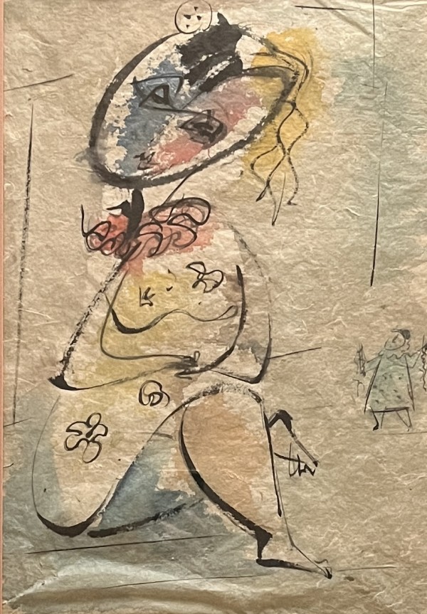 1953 "Lady with Ruffle" Watercolor Painting by Unknown